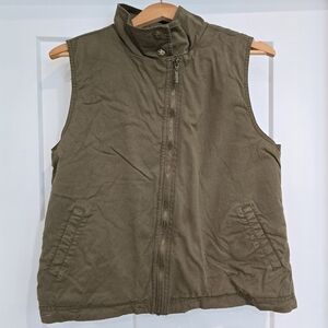 Max Jeans Moto Vest Women's L Olive Green Sherpa Lined Outdoors Travel Outerwear